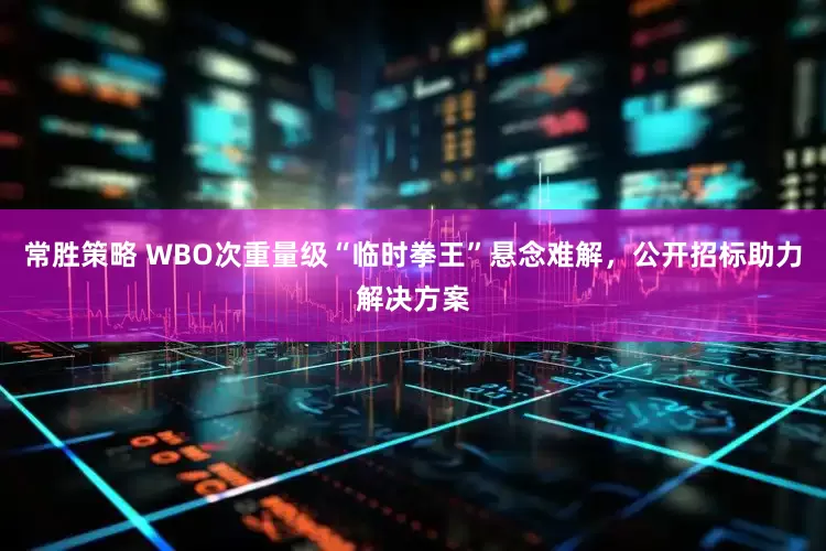 常胜策略 WBO次重量级“临时拳王”悬念难解，公开招标助力解决方案